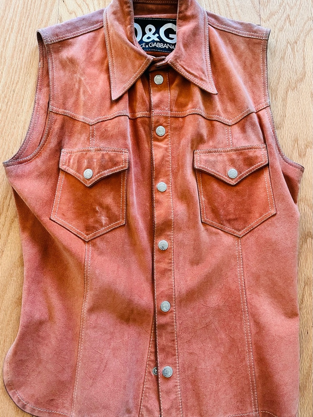 Dolce & Gabbana Suede Vest in Rust Brown